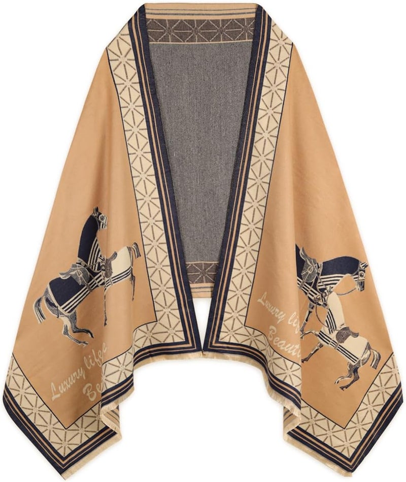 EXTREE Scarfs for Women Pashmina Silky Shawl Wrap for Evening Dressing Blanket Open Front Poncho Cape - Image 1